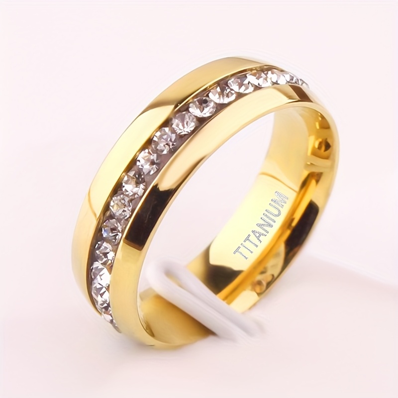 6mm Titanium Band w/ CZ 18K Gold Plated